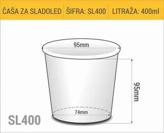 Dimenzije papirne čaše za sladoled i pomfrit za poneti 450ml 