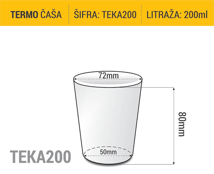 Dimenzije papirne čaše za kafu za poneti 200ml - TERMO