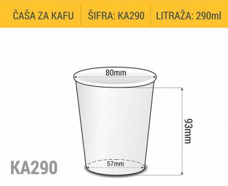 Dimenzije papirne čaše za kafu za poneti 290ml