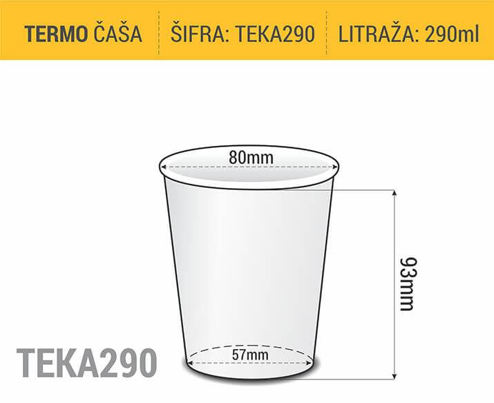 Dimenzije papirne čaše za kafu za poneti 290ml - TERMO