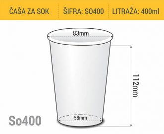 Dimenzije papirne čaše za sok za poneti 400ml 