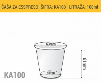 Dimenzije papirne čaše za kafu za poneti 100ml 