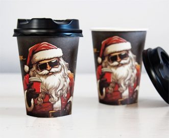 Papirna čaša za kafu za poneti 250ml - Deda mraz zimski specijal