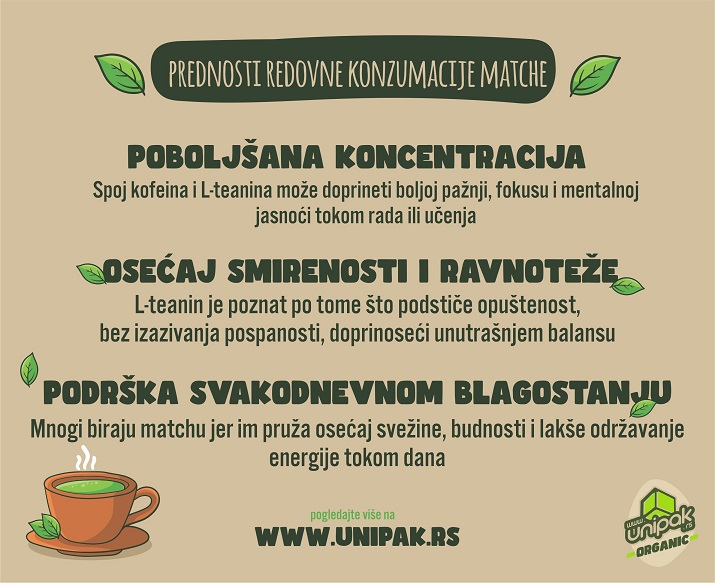 Prednosti redovne konzumacije organske matche u prahu
